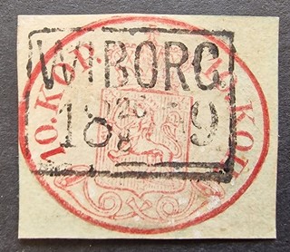 Finland 1856 10k Rose Square Cut with Lovely Complete Wiborg Box Cancel