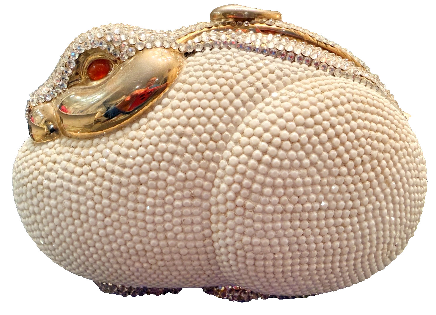 Judith Leiber White Bunny Rabbit Swarovski Crystal Minaudiere Evening Bag