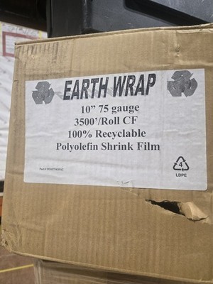 10'' x 3500' Polyolefin Shrink Film, 75 Gauge, Center-folded, Clear, 1 Roll