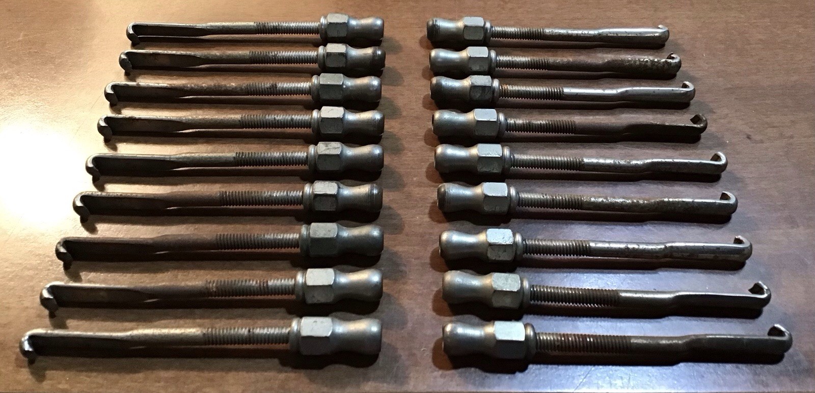 18 Vintage Banjo Flat Hooks w/ Nuts Parts Project Luthier Antique