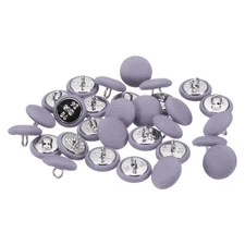 30pcs 15mm Fabric Cloth Covered with Metal Shank Round Sewing Buttons, Purple