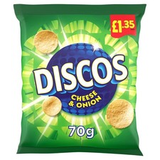 Discos Cheese & Onion Flavour 16 x70g Bags PM £1.35– Full Box – FREE SHIPPING