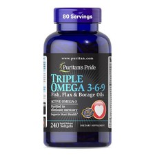Puritan's Pride Premium Triple Active Omega 3-6-9 Fish, Flax, and Borage Oils...