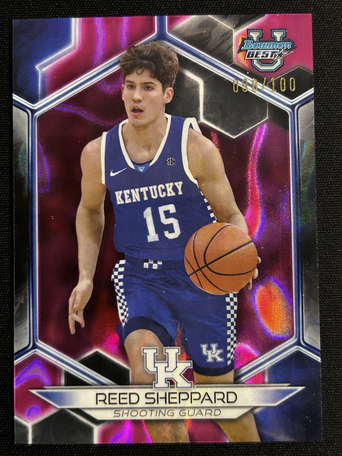 2023-24 Bowman U Best Pink Lava Refractor /100 Reed Sheppard #42