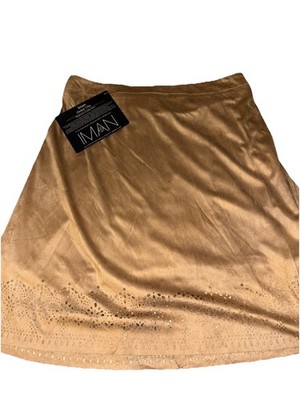 NWT IMAN Carmel Colored Sueded Skirt Size XL