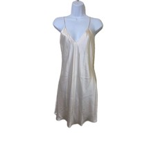 VTG 90s 100 Silk Victoria's Secret Nightgown Slip Dress Ivory Low Back Size M