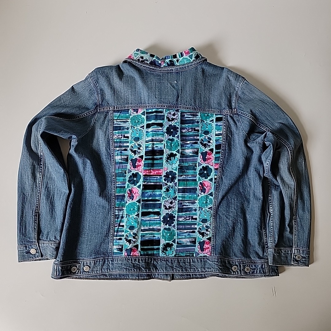 Levis Upcycled Patchwork Denim Trucker Jacket 3X … - image 1