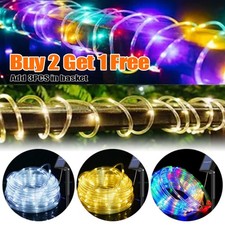 Solar Power LED Rope Tube String Fairy Light Outdoor Garden Festival Decor Light