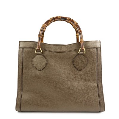 GUCCI Calf Leather Tote Bag Hand Bag Brown 002・1998・0260 Authentic Used F/S