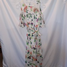 Calvin Klein Size 10 Floral Cold Shoulder Maxi Dress Spring Easter Fairycore