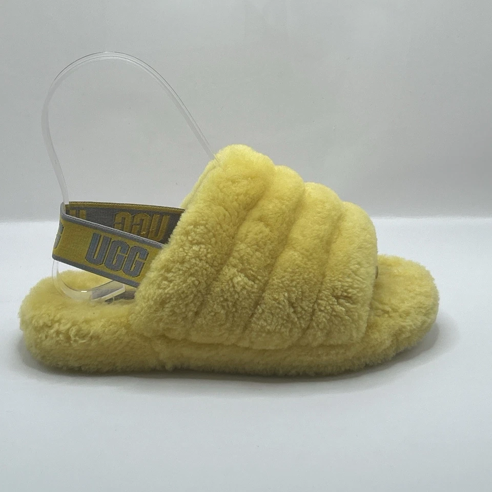 Zapatillas UGG Kids Fluff Yeah Slide Amarillo Piel de Oveja Juvenil Talla 13 1098494K Foto 4 de 4