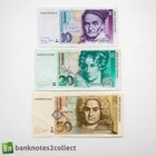 GERMANY: Set of 3 German Mark Banknotes.