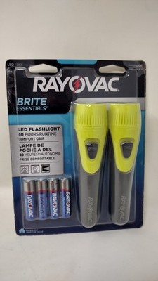 2 Pack Rayovac LED Flashlights 18 Lumen 40h Runtime with Batteries AA