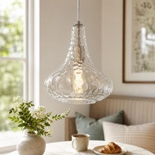 Glass Pendant Light Brushed Nickel 10 inch Hammered Pendant Lighting for Kitchen