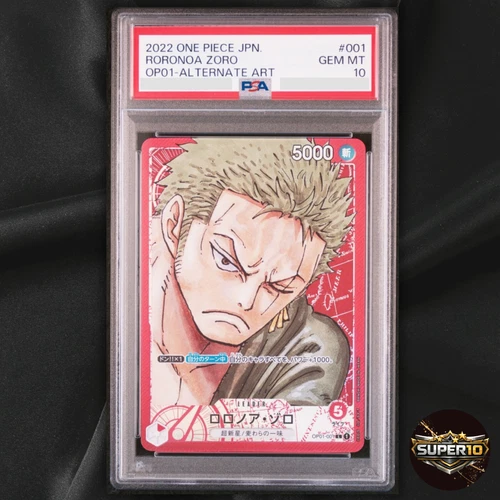 PSA 10 Roronoa Zoro OP01-001 L Alt Art Romance Dawn One Piece Card Japanese 2022