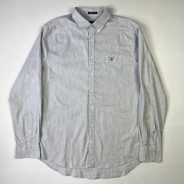 Men Gant Shirt Grey Cotton 40 /L / 48 #30MQ