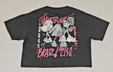 Bratz T-Shirt Size XS Speckled Charcoal Gray Mineral Wash Embroidered Front Back