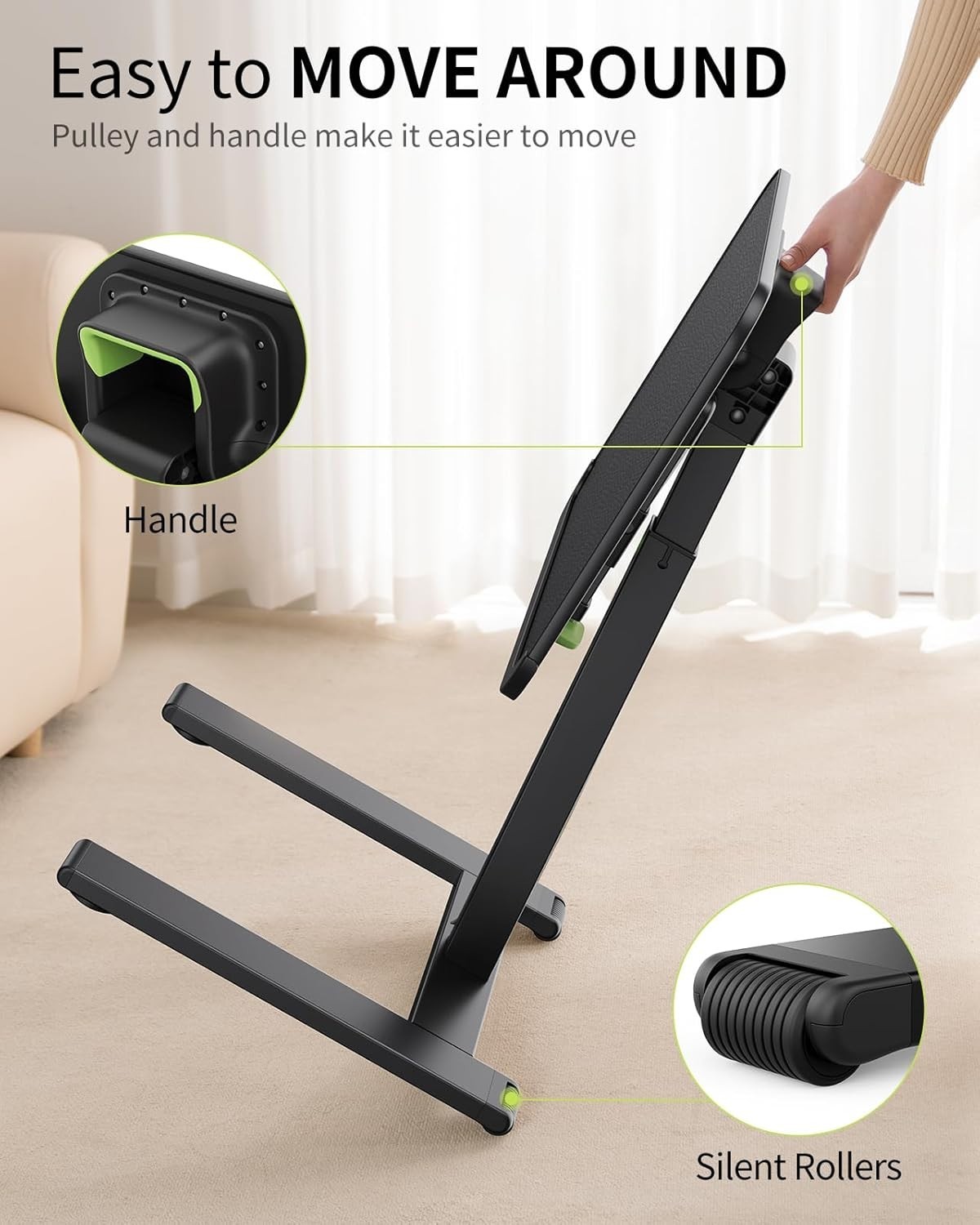 TV Tray Table Metal Adjustable Height Foldable Sofa Couch Bed Portable