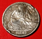 1858-O Seated Liberty Half Dollar Damaged VF Details