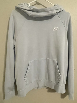 Nike Woman s M Blue Pullover Hoodie Fleece Logo Kangaroo Pocket Drawstring