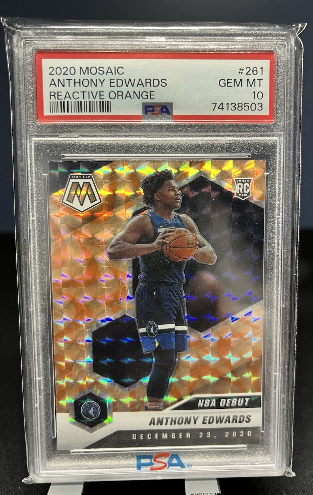 2020 Anthony Edwards Mosaic Orange Reactive NBA Debut Psa 10 Rookie🔥