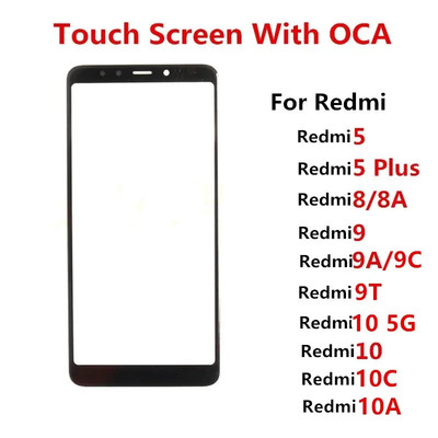 Front Outer Glass Panel Lens For Xiaomi Redmi 10 5G 10C 5 Plus 8 8A 9 9C 9A 9T