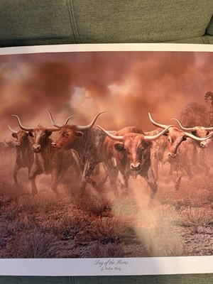Day Of The Horns Roberta Wesley Longhorn Print 18x24