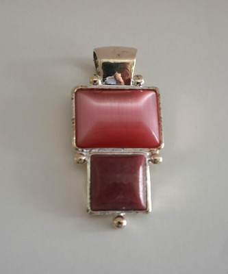 Pendant 2'' Pink Jewelry Resin Signed Rowan Modern
