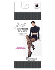 Hanes Women's Perfect Tights Compression Pinstripe Control Top Wide Waistband