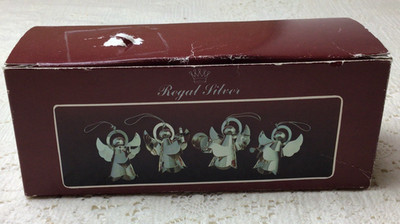 Vintage Regal silver plated angel ornaments set of 4 in original box