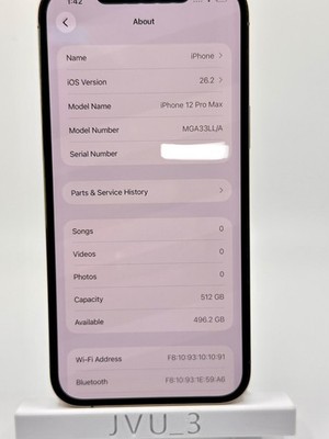 USED IPHONE 12 PRO MAX A2342 512GB GOLD MGA33LL/A T-MOBILE 74% BATTERY VERY GOOD