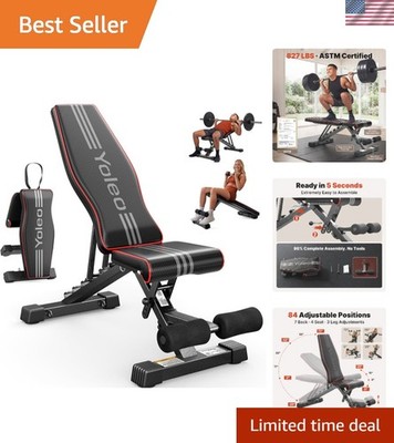 Foldable Weight Bench with 84 Positions - 827LBS Capacity, Pre-Assembled