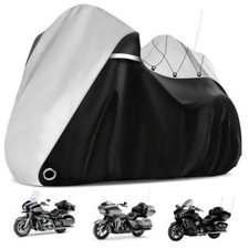 Motorcycle Cover with Side Top Box Heavy Duty 110"- Side Top Box Black Silver
