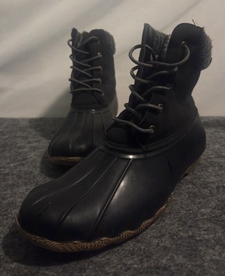 Fab Kids Snow Duck Boots Kids Size 6 Black Grey Sweater Cuff Big Kids