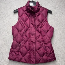 Eddie Bauer Puffer Vest Jacket Womens Small Purple Quilted Down Outdoor Hiking