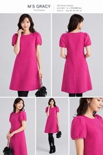 M’S Gracy Pink Wool Blend Puff Sleeve Dress JP 40 US 8 Made In Japan coquette W