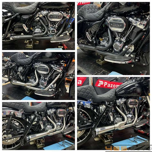 NEW 2-into-1 Exhaust Muffler Pipe For Harley Touring Road Glide Street Glide 17+ - Picture 2 of 19