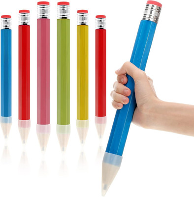 6 Pcs Wooden Jumbo Pencils for Prop, Funny Huge Giant Pencil 14 Inch for Home an