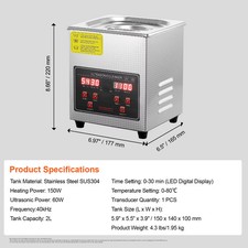 SucceBuy 2L 3L 6L 10L 22L 30L Ultrasonic Cleaner Stainless Steel Portable