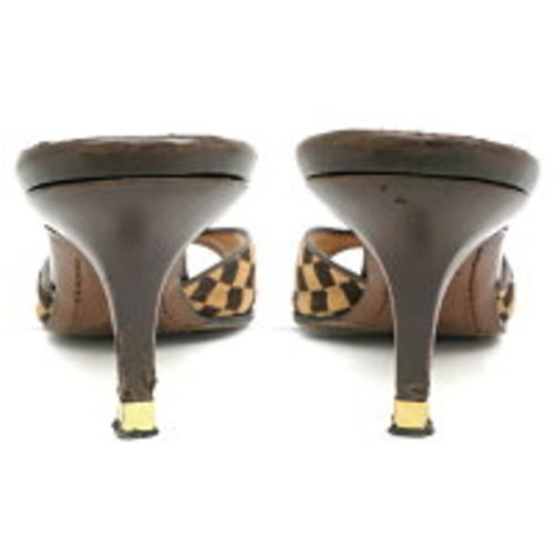 Louis Vuitton Mules Sandals Heel Damier Harako Brown EU 36.5 w/Box,storage bag - Picture 6 of 10