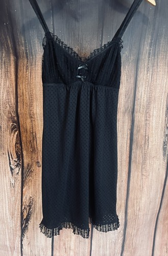 OSCAR DE LA RENTA PINK LABEL BLACK SWEET DOTS BABY DOLL NEGLIGEE SIZE SMALL NEW - Picture 8 of 11