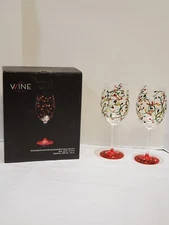 The Wine Savant Stemmed Christmas Decorated Wine Glasses 2pc Set