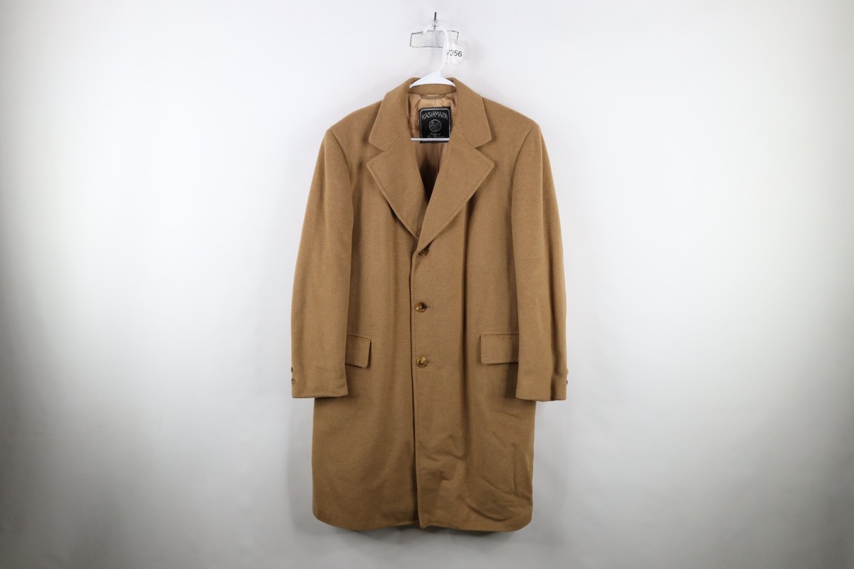 Vintage 70s Streetwear Mens 44R Wool Cashmere Alpacuna Overcoat