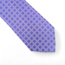 Michael Kors Men's Longboat Grid Check Tie Necktie Classic 3" Purple Silk Blend