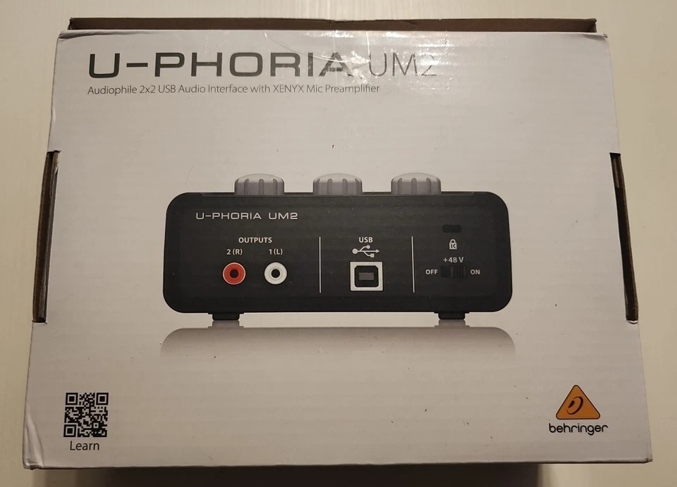 NEW! Behringer U-PHORIA UM2 Audiophile 2x2 USB Audio Interface Black Missing USB - Image 2 of 4