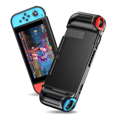 Hülle für Nintendo Switch Kohlefaser Silikon Abdeckung stoßfest