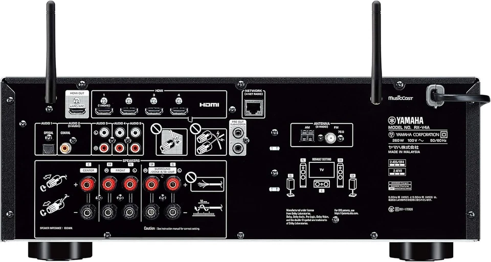 Yamaha RXV4A Black 5.2-Channel 80W A/V Receiver with MusicCast New - Image 3 of 3