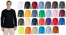 Gildan Ultra Cotton Mens Unisex Crewneck Long Sleeve T-Shirt S-5XL 2400