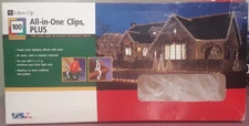 'Lites Up' 100 All-In-One Clips PLUS New In Box NIB for CHRISTMAS HOLIDAY LIGHTS
