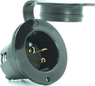 Journeyman-Pro 5378 20 Amp 125 Volt, NEMA 5-20P Flanged Inlet Receptacle Black 